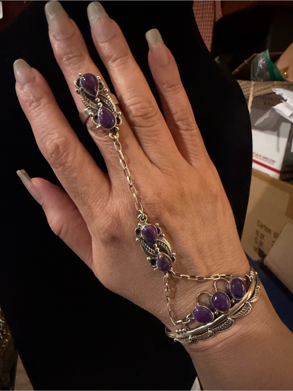 Purple Mohave Turquoise Ring Bracelet Size 6.5 Sterling Silver 925